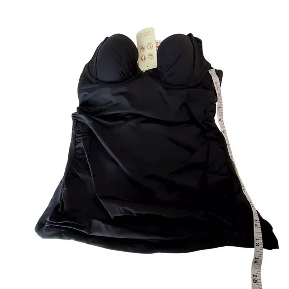 Tmmy Bahamas Black Padded Tankini Swimsuit With Adjustable Tie Back For Women XS - Picture 7 of 14